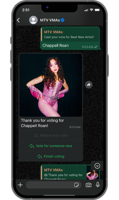 WhatsApp Voting Example Voted